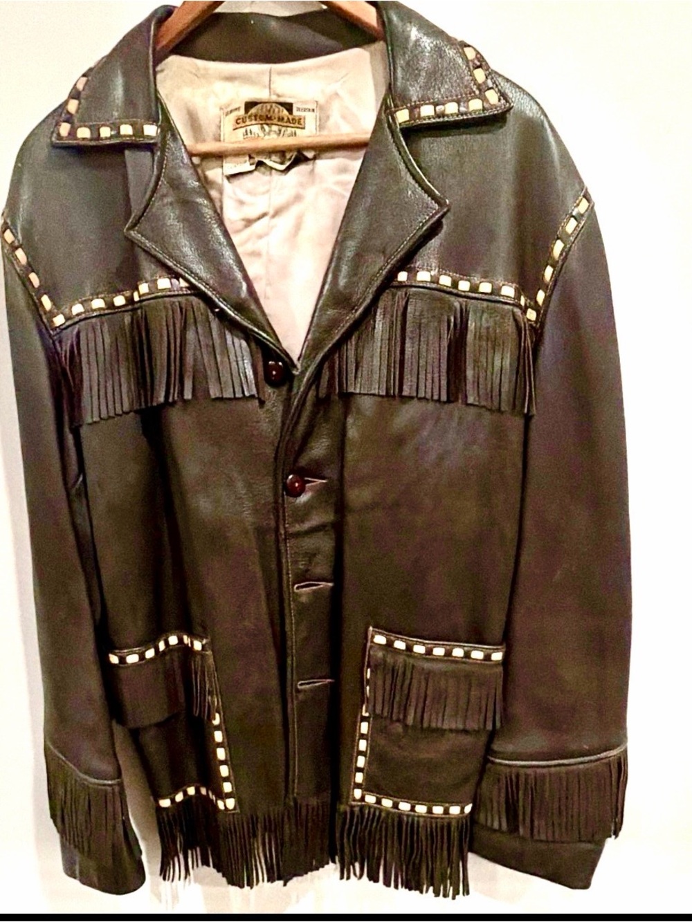 Leather Fringe Jacket - Dark Brown Men’s Coat